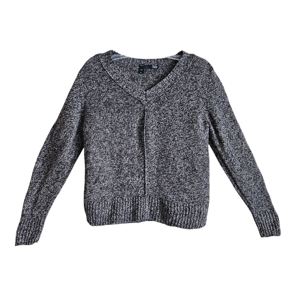 EILEEN FISHER Women's Petite L PL Linen Sweater Black Beige Center Seam Bust 36"